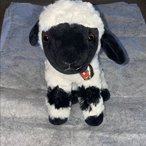 Plush Black and White Sheep Toy from Switzerland
